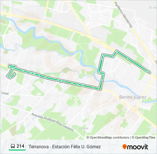 214 Bus Line Map