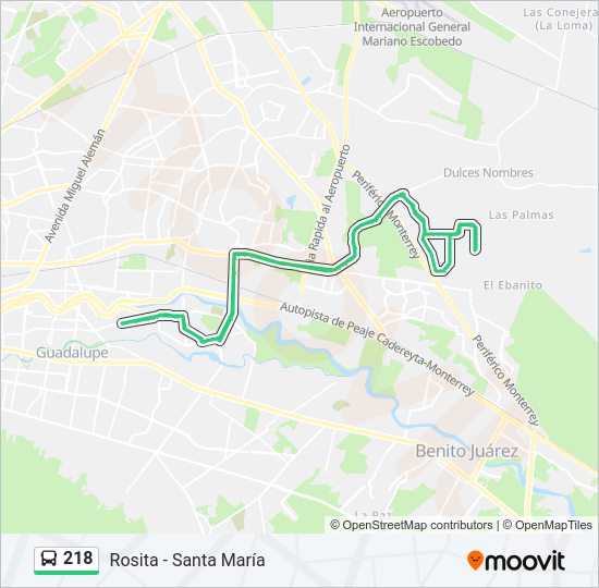 Mapa de 218 de autobús