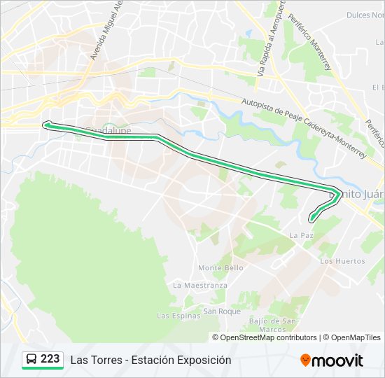 Mapa de 223 de autobús