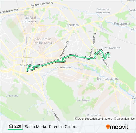 Mapa de 228 de autobús