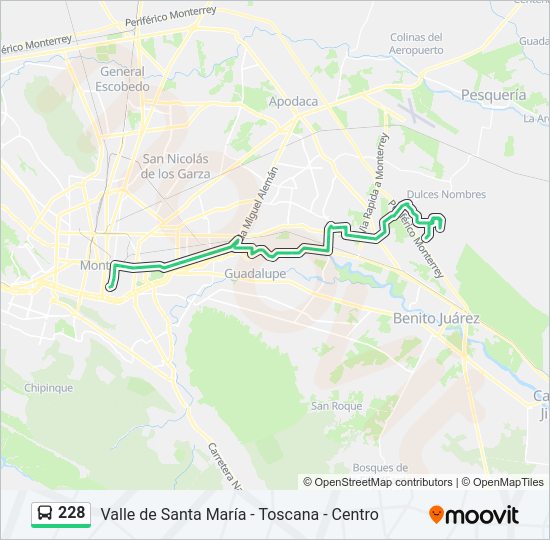 Mapa de 228 de autobús