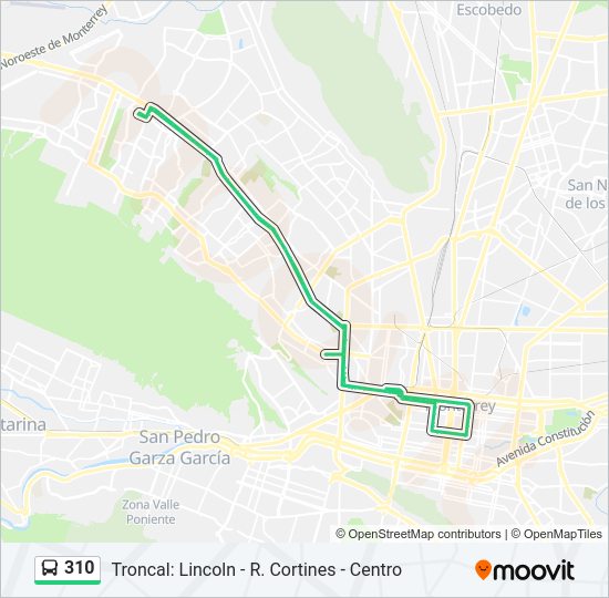 Mapa de 310 de autobús