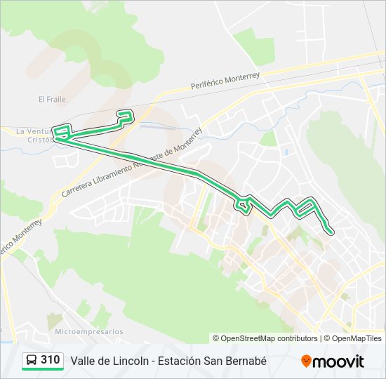 Mapa de 310 de autobús