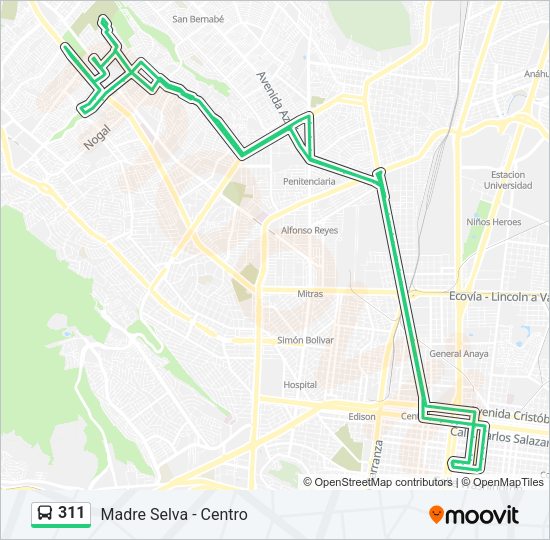 Mapa de 311 de autobús