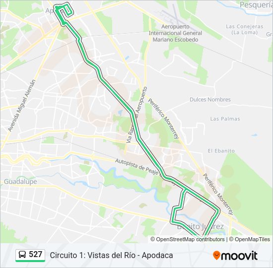 Mapa de 527 de autobús