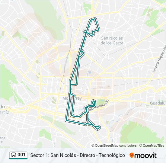 Mapa de 001 de autobús