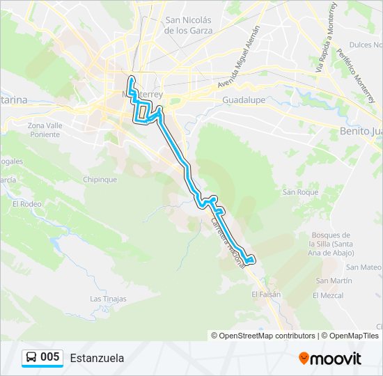 Mapa de 005 de autobús
