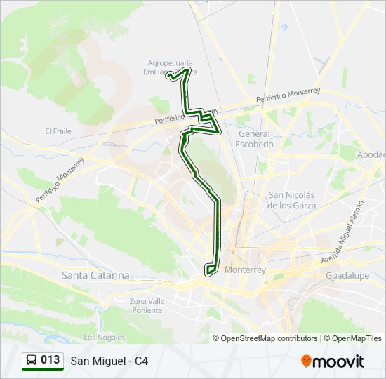 Mapa de 013 de autobús