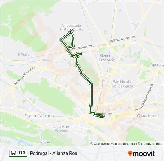 Mapa de 013 de autobús