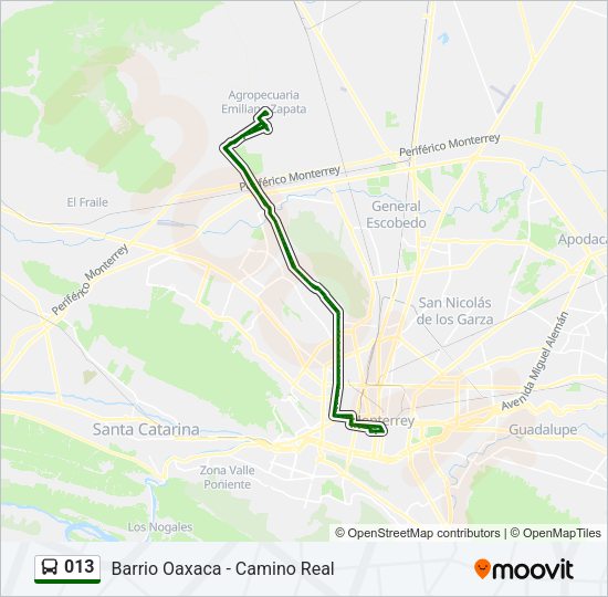Mapa de 013 de autobús