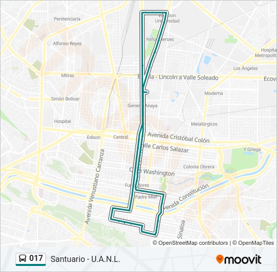 Mapa de 017 de autobús