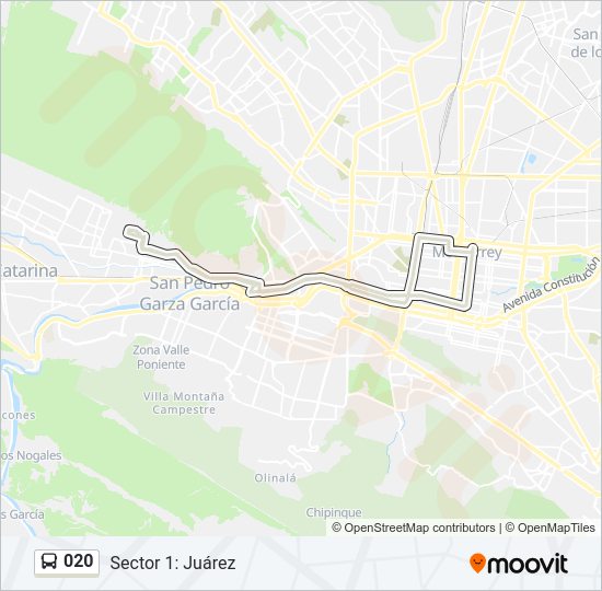 Mapa de 020 de autobús