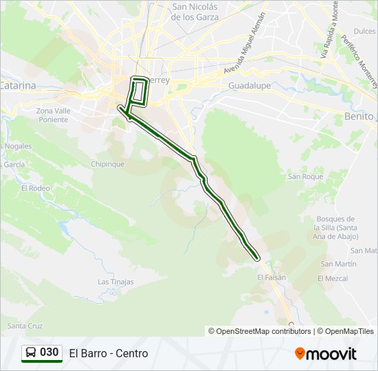 Mapa de 030 de autobús