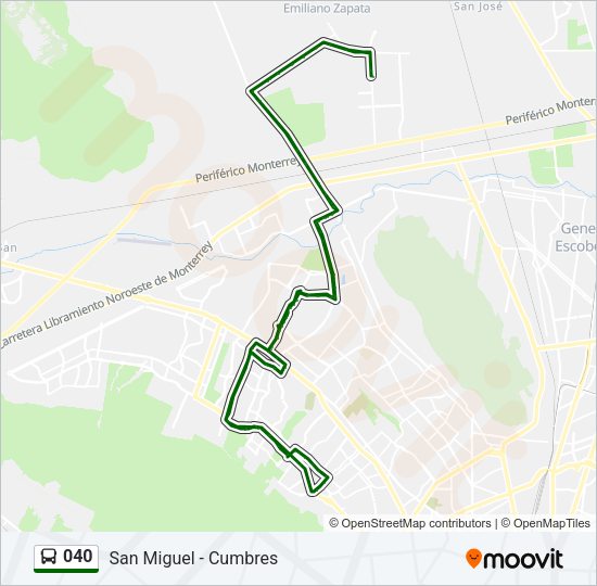 Mapa de 040 de autobús