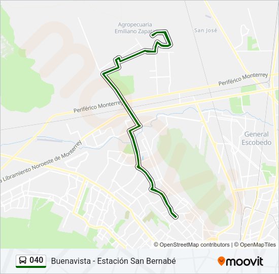 Mapa de 040 de autobús