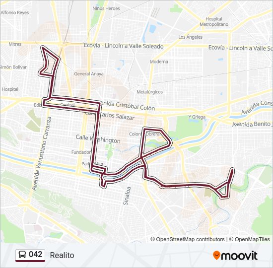 Mapa de 042 de autobús