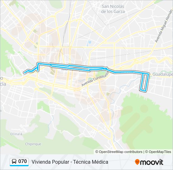 Mapa de 070 de autobús