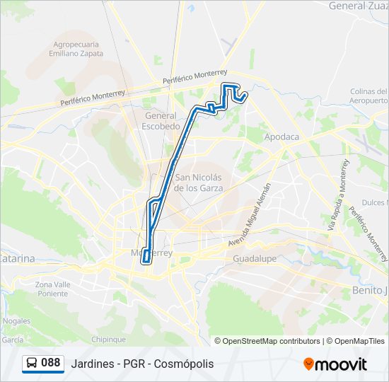 Mapa de 088 de autobús