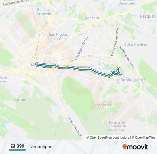 Mapa de 099 de autobús