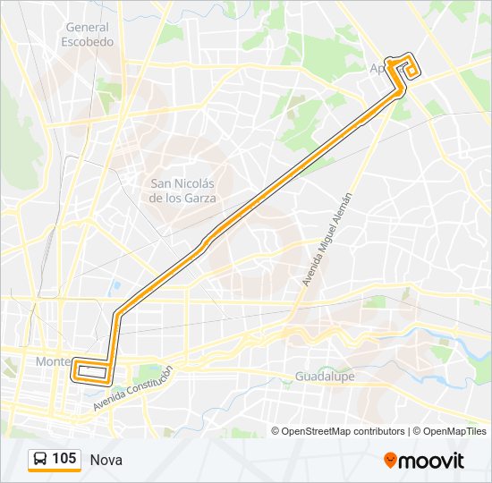 Mapa de 105 de autobús