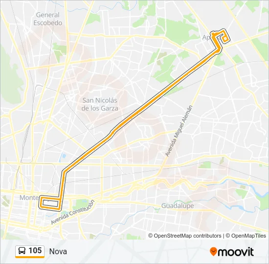 105 Bus Line Map