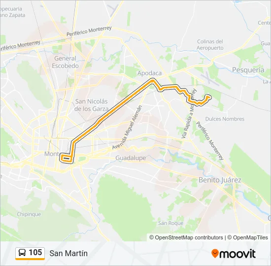 105 Bus Line Map