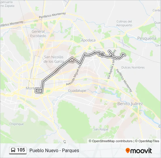 105 Bus Line Map