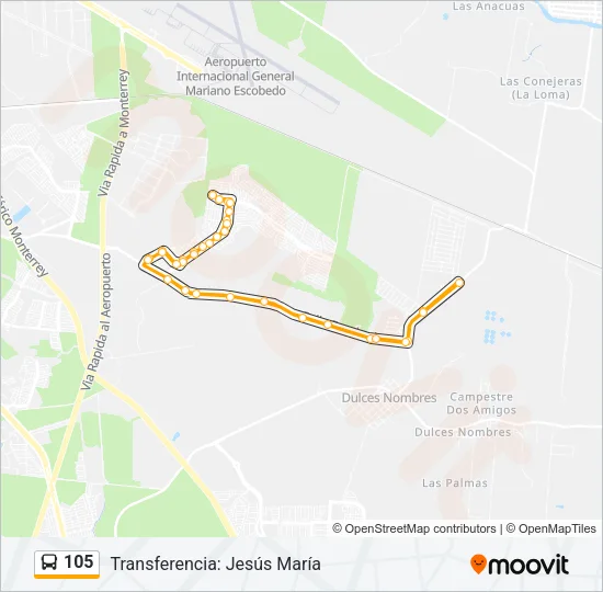 105 Bus Line Map