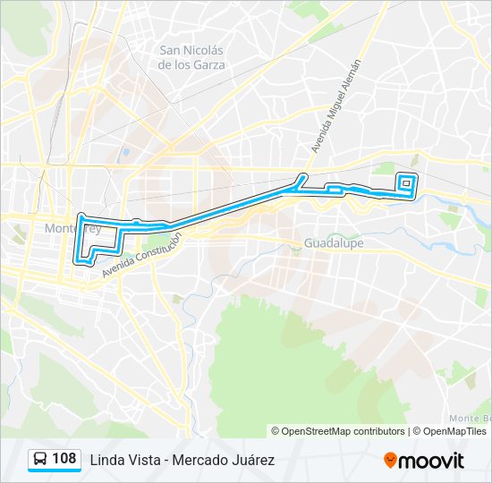 Mapa de 108 de autobús