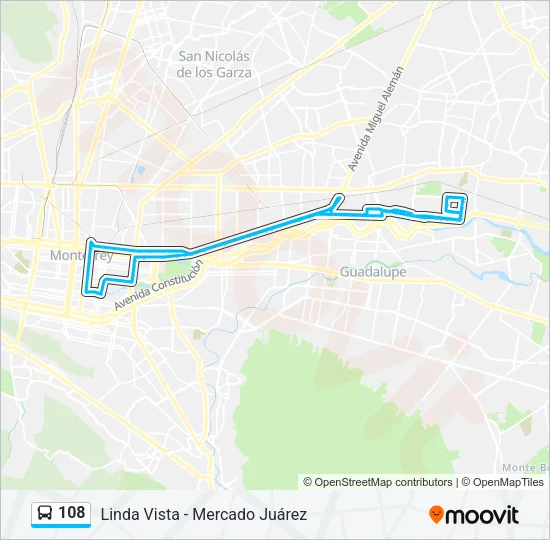 108 Bus Line Map