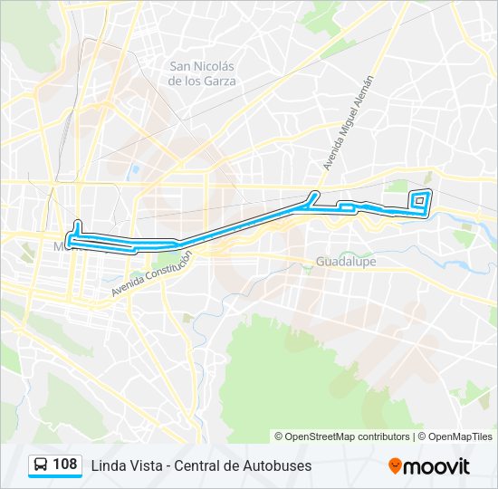 Mapa de 108 de autobús