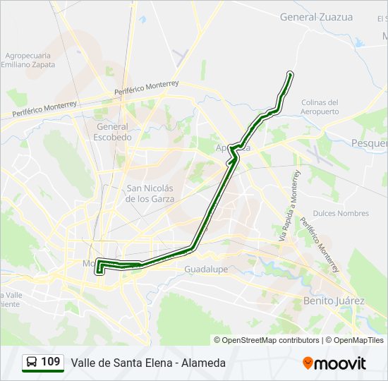 Mapa de 109 de autobús
