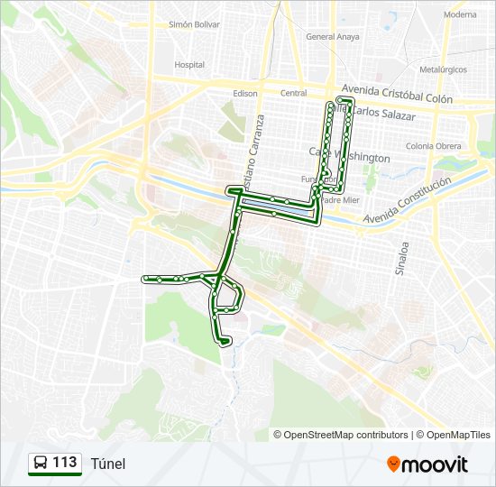 Mapa de 113 de autobús