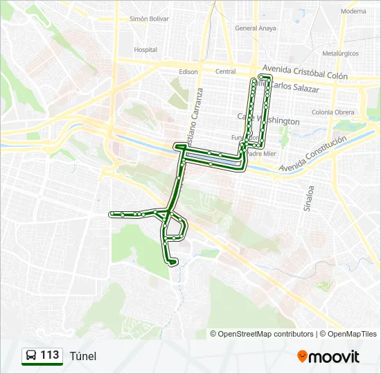 113 Bus Line Map