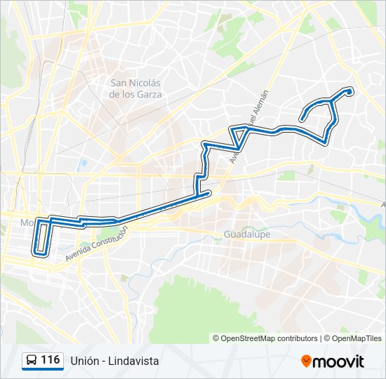Mapa de 116 de autobús