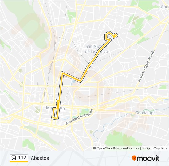 Mapa de 117 de autobús