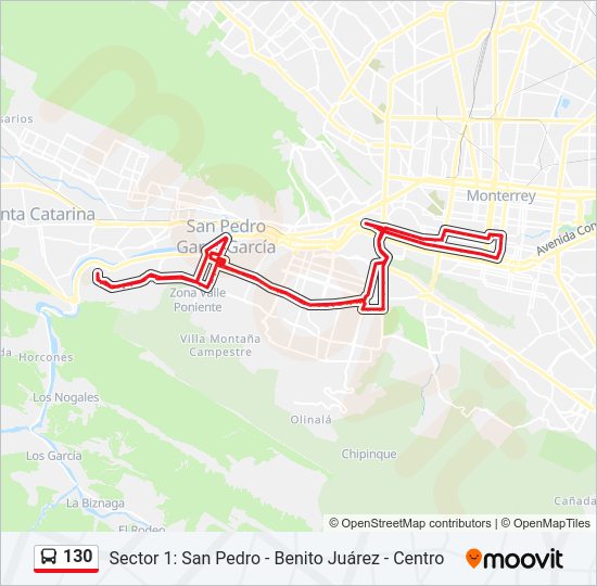 Mapa de 130 de autobús