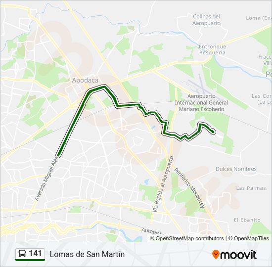 Mapa de 141 de autobús