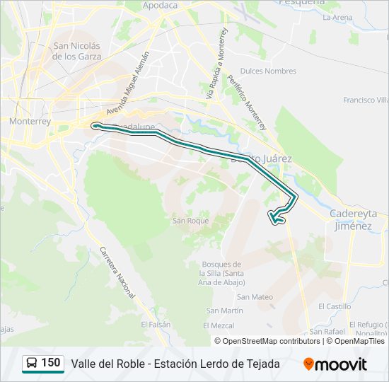 Mapa de 150 de autobús
