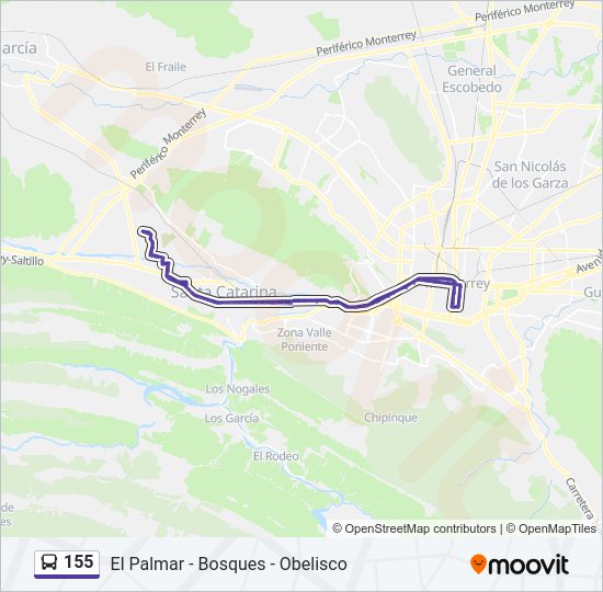 Mapa de 155 de autobús