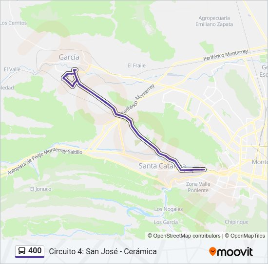 Mapa de 400 de autobús