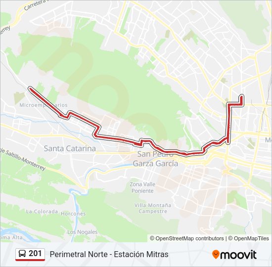Mapa de 201 de autobús