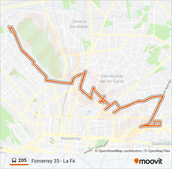 205 Bus Line Map