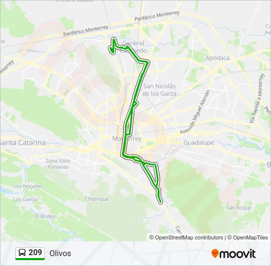 209 Bus Line Map