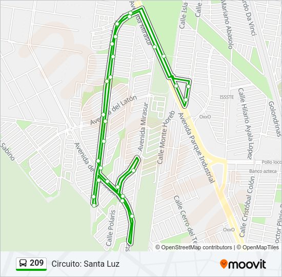 Mapa de 209 de autobús