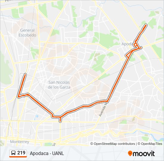 Mapa de 219 de autobús