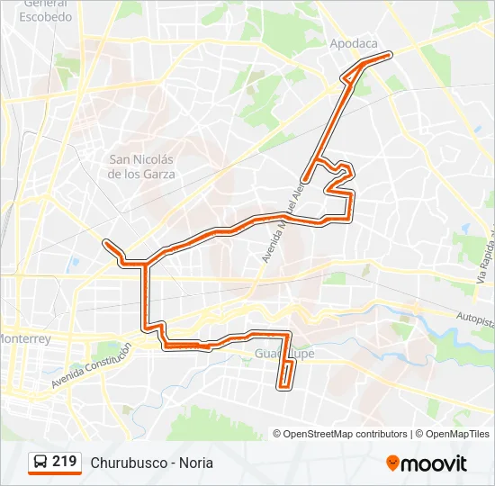 219 Bus Line Map