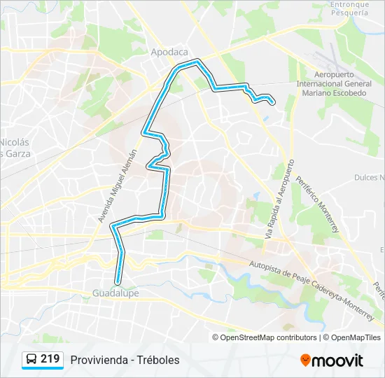 219 Bus Line Map