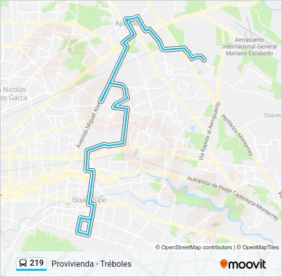 219 Bus Line Map