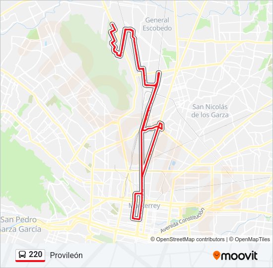 Mapa de 220 de autobús